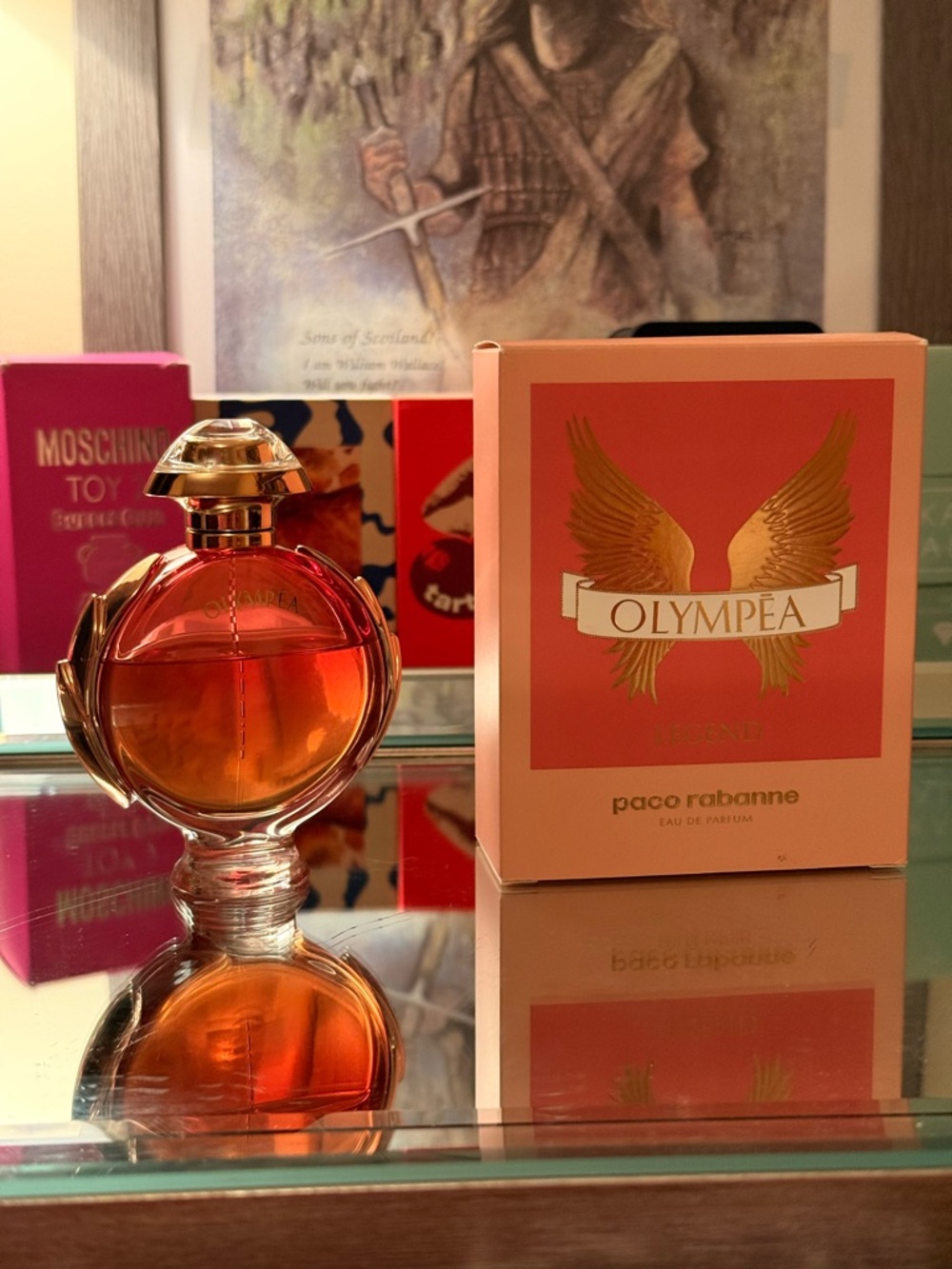 Paco Rabanne Olympea Legend - Coral & Gold Bottle and Box